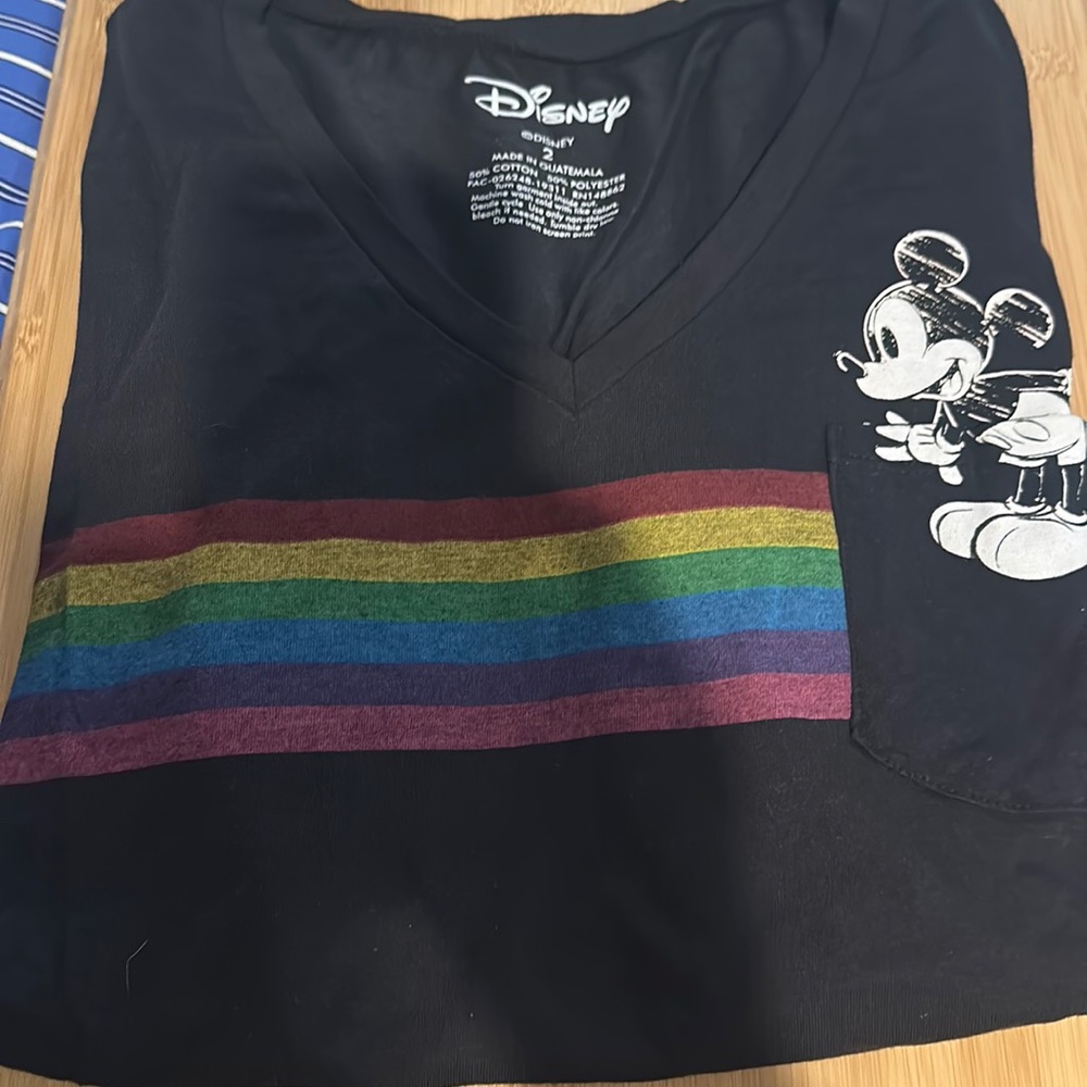 Torrid Disney Rainbow Black V Neck Tee with Mickey Size 2 / 2X / 18-20